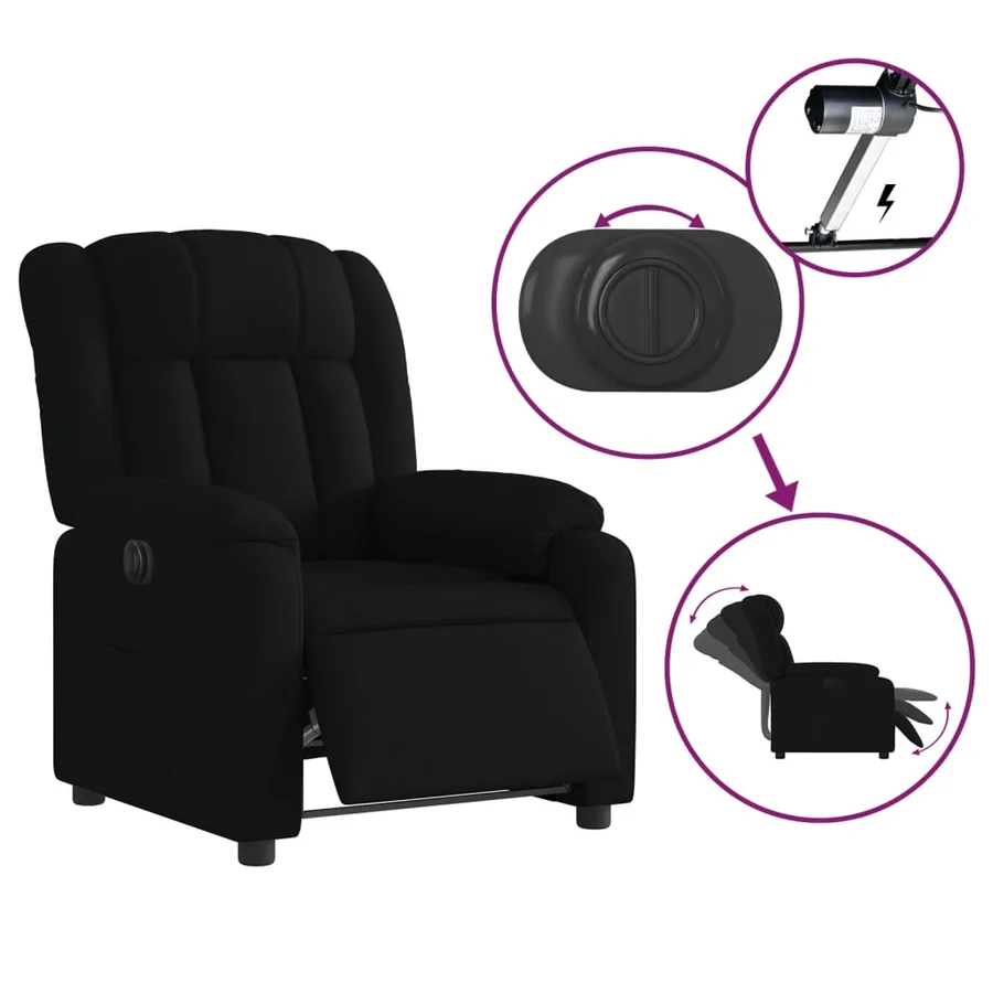 Fauteuil inclinable électrique Noir Tissu - 6