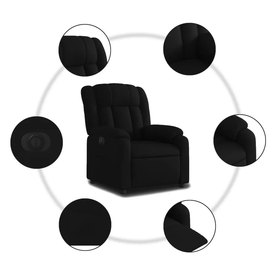 Fauteuil inclinable électrique Noir Tissu - 8