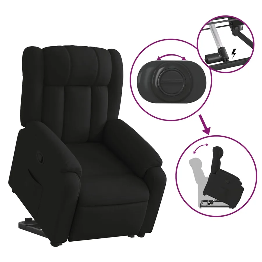 Fauteuil inclinable noir tissu - 6