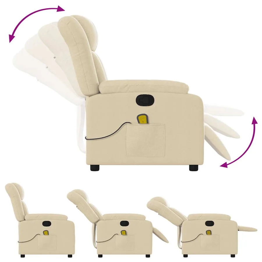Fauteuil de massage inclinable Crème Tissu - 6
