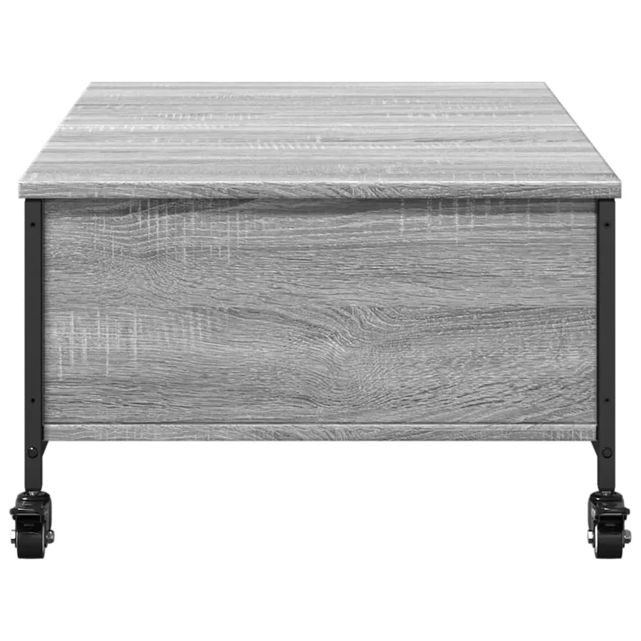 Table basse avec roulettes sonoma gris bois d'ingénierie - 8
