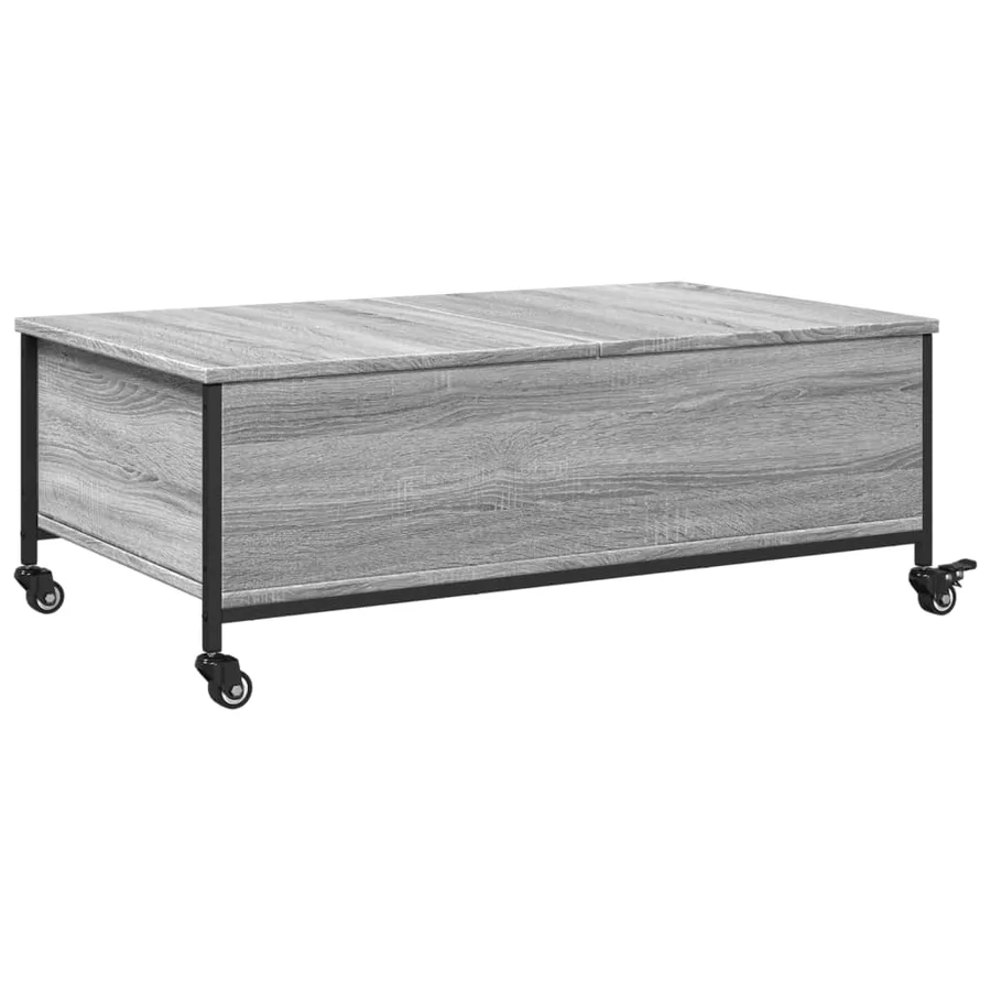 Table basse avec roulettes sonoma gris bois d'ingénierie - 9