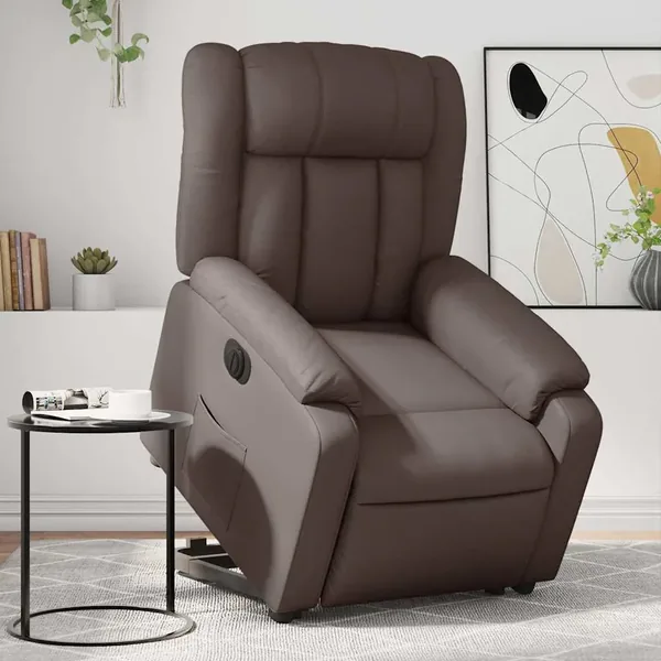Fauteuil inclinable électrique marron similicuir