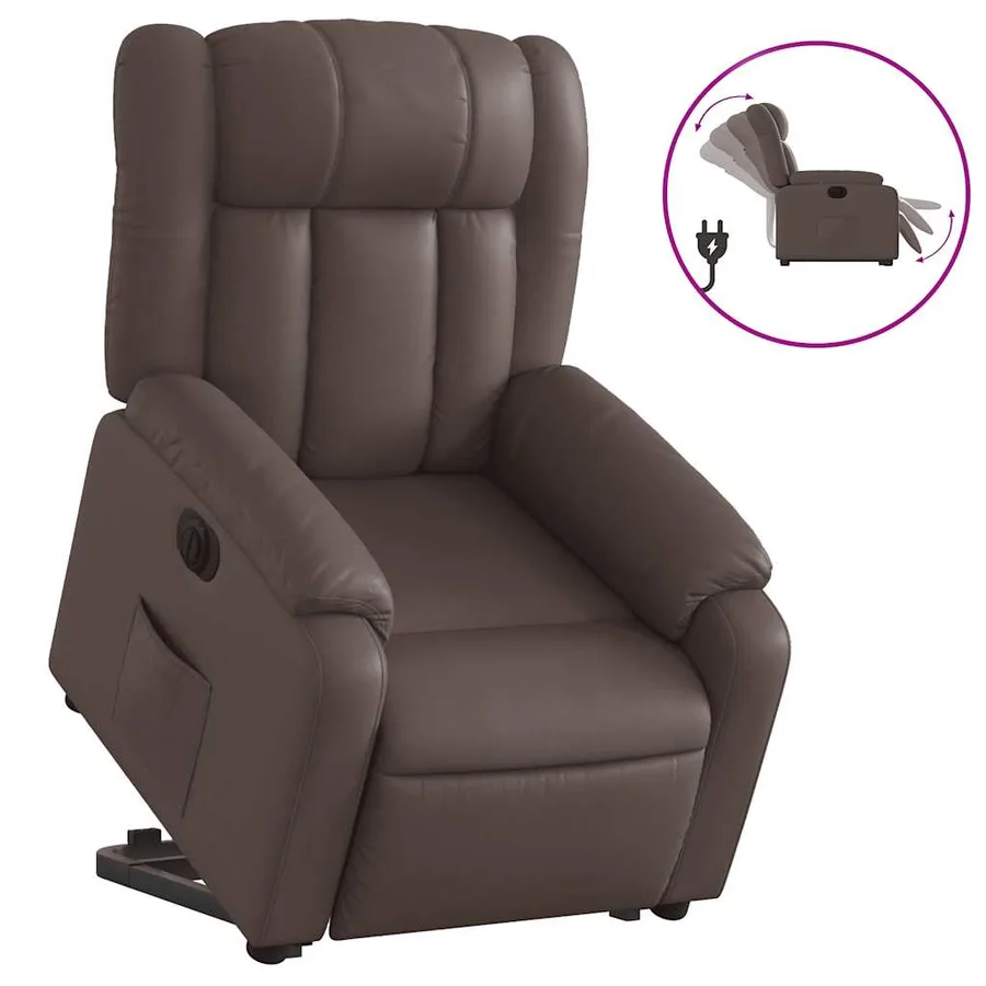 Fauteuil inclinable électrique marron similicuir - 2