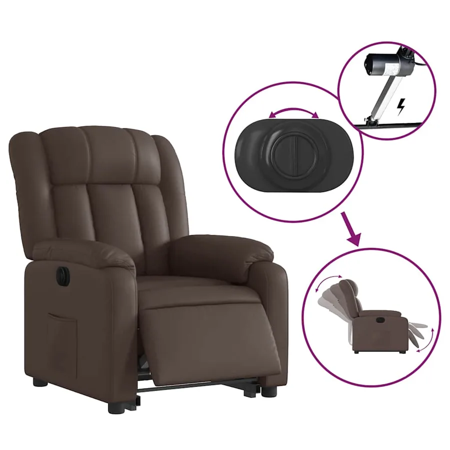 Fauteuil inclinable électrique marron similicuir - 6