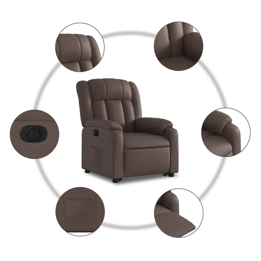 Fauteuil inclinable électrique marron similicuir - 8