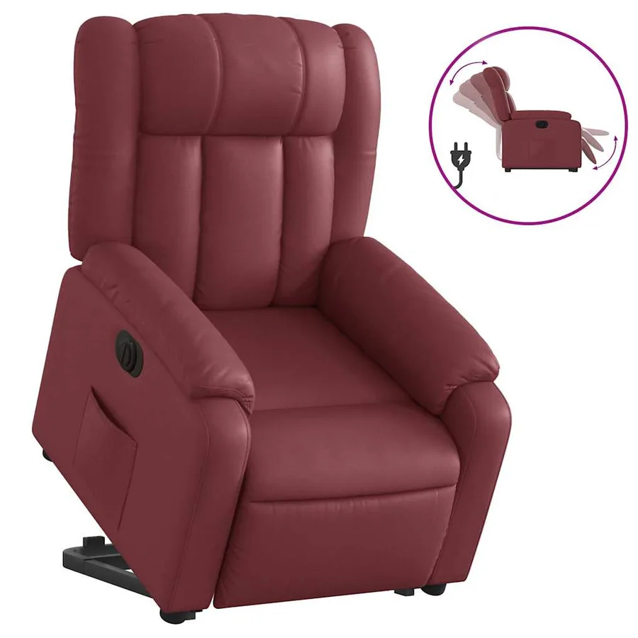 Fauteuil inclinable électrique rouge bordeaux similicuir - 2
