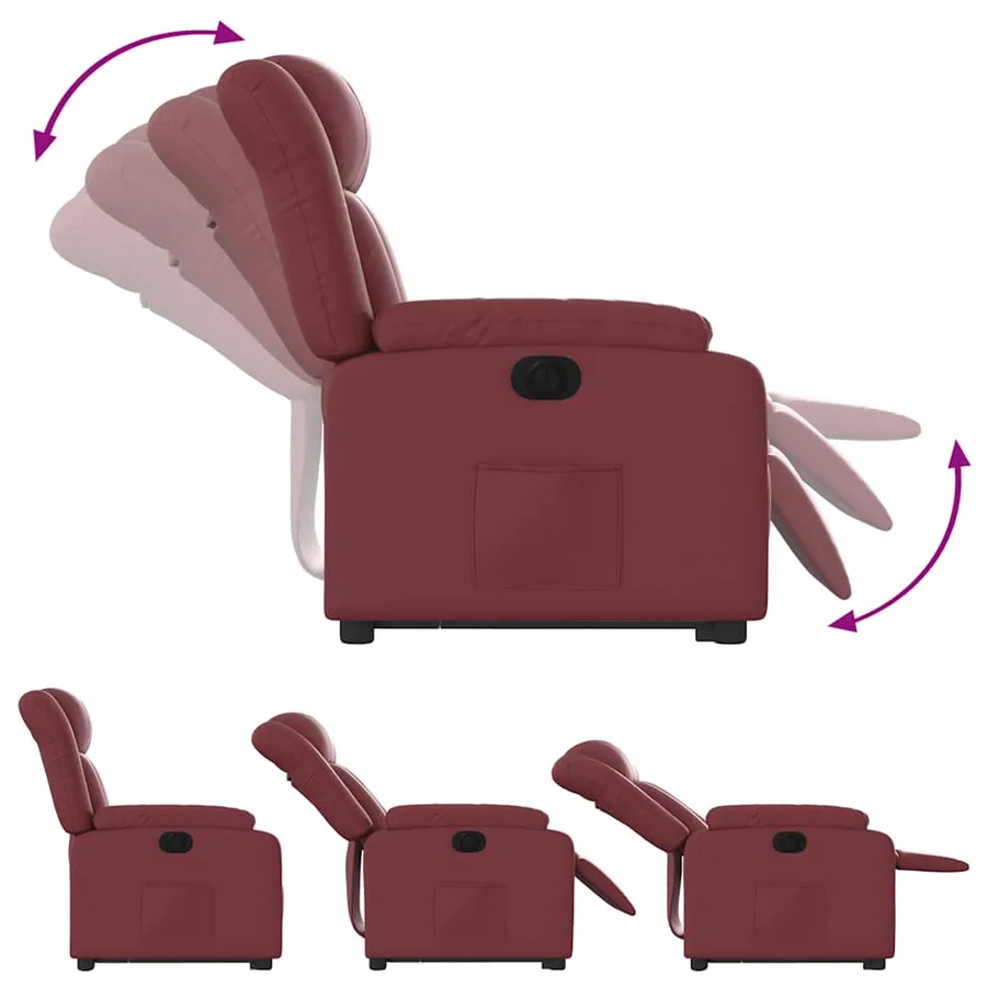 Fauteuil inclinable électrique rouge bordeaux similicuir - 7