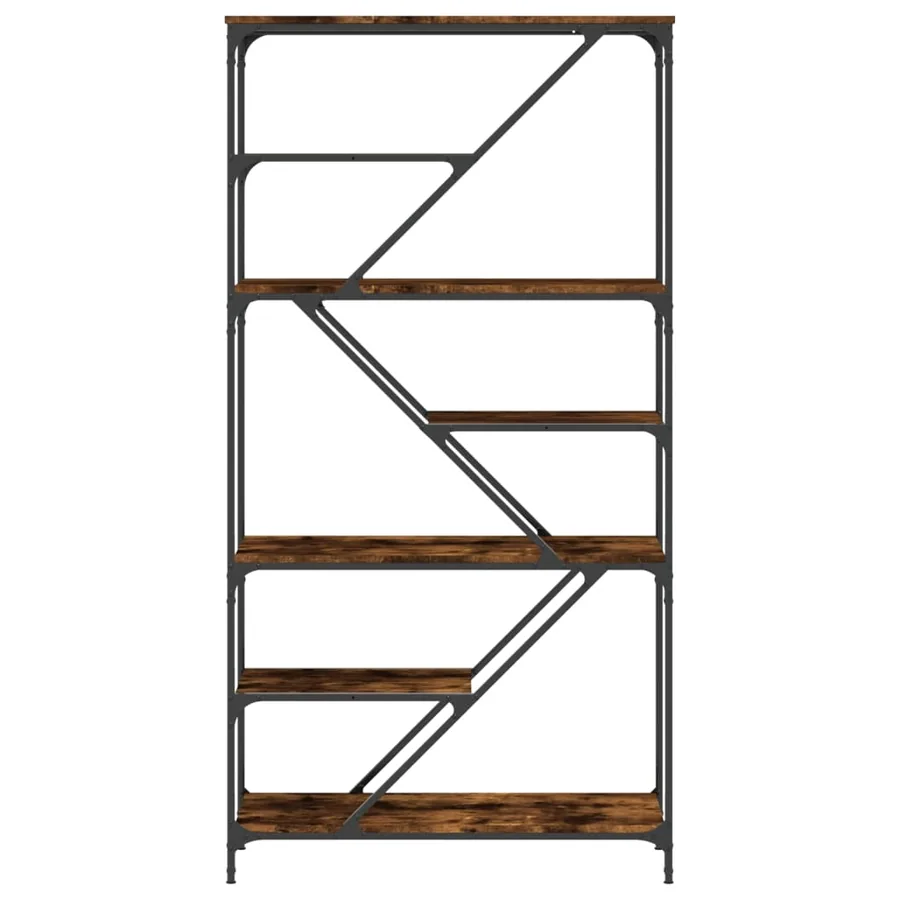 Bibliothèque chêne fumé 91x36x176 cm bois ingénierie et acier - 4