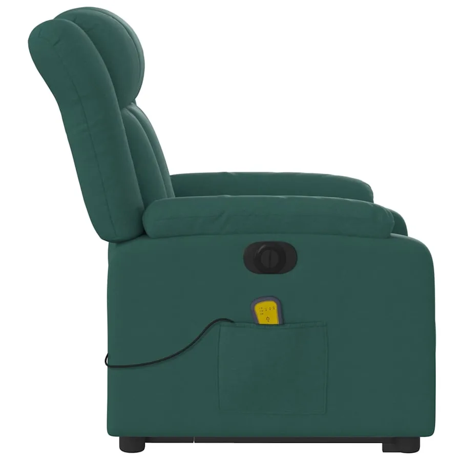 Fauteuil inclinable de massage électrique Vert foncé Tissu - 10