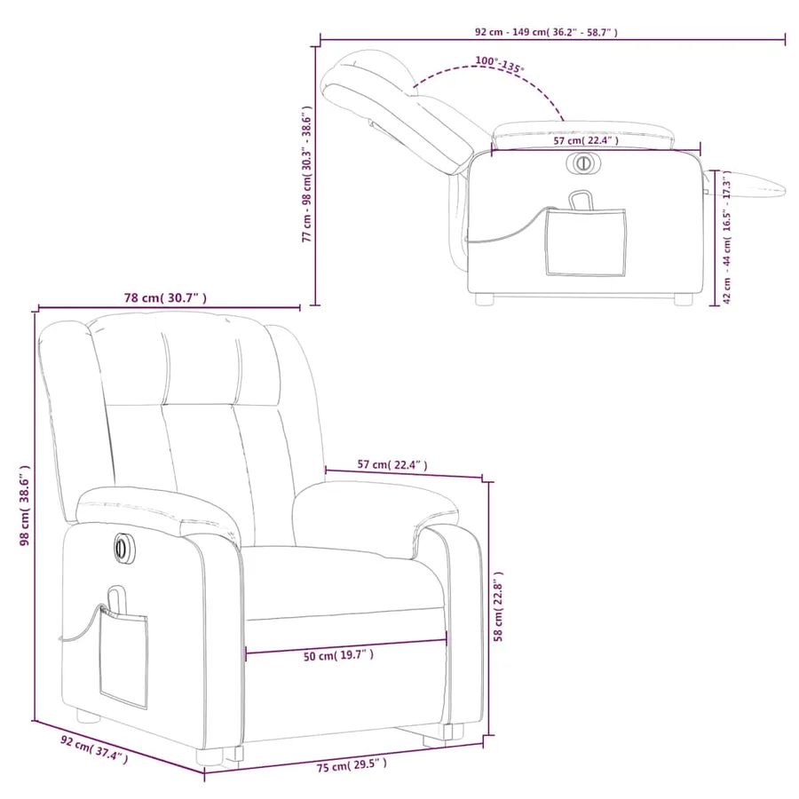Fauteuil inclinable de massage électrique Vert foncé Tissu - 17