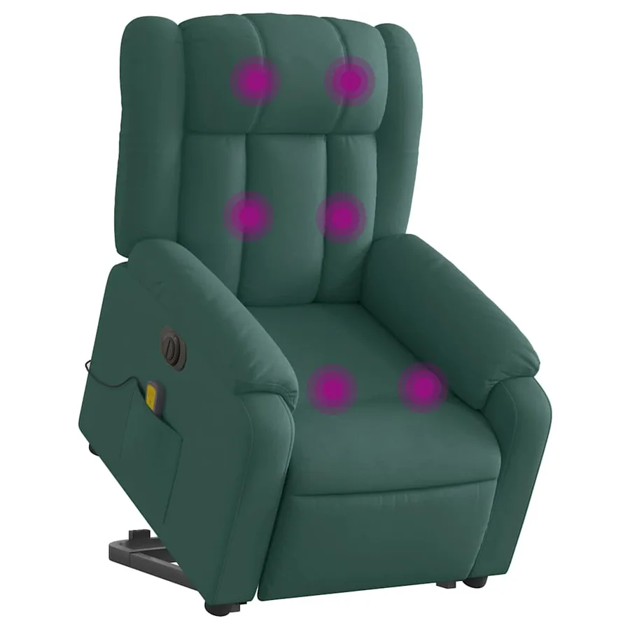 Fauteuil inclinable de massage électrique Vert foncé Tissu - 3