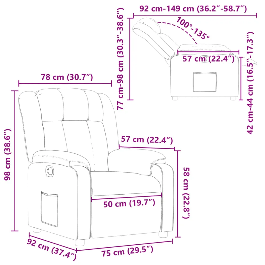 Fauteuil inclinable Noir Similicuir - 11