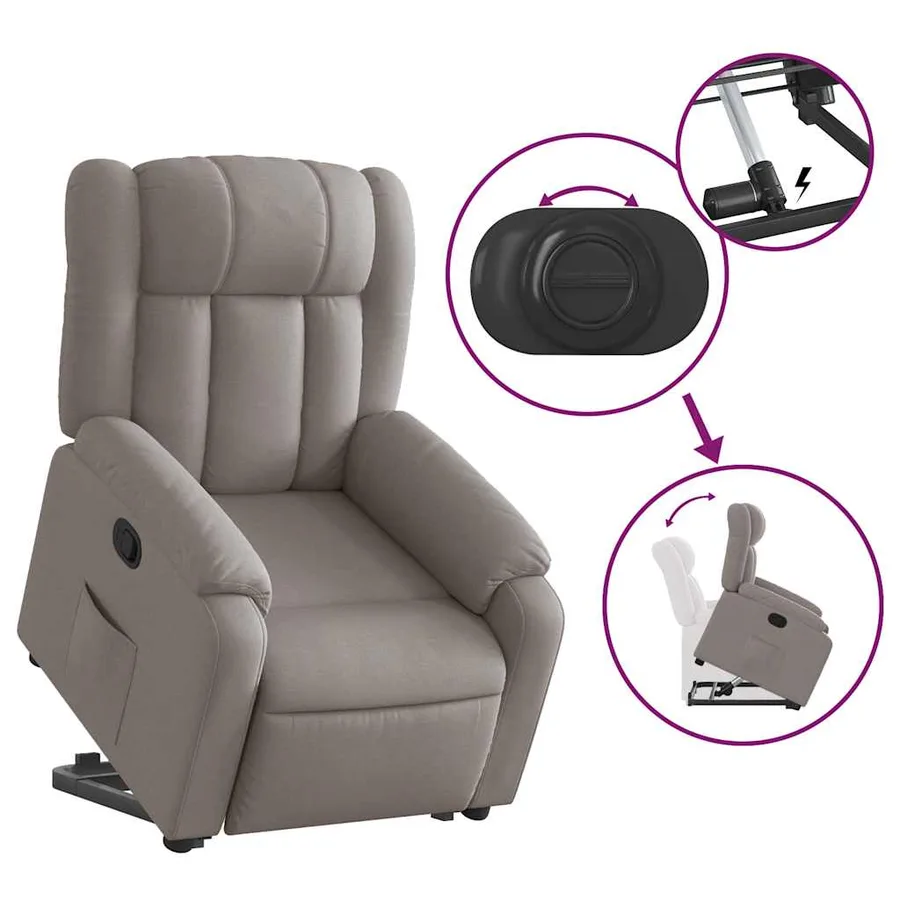 Fauteuil inclinable taupe tissu - 6