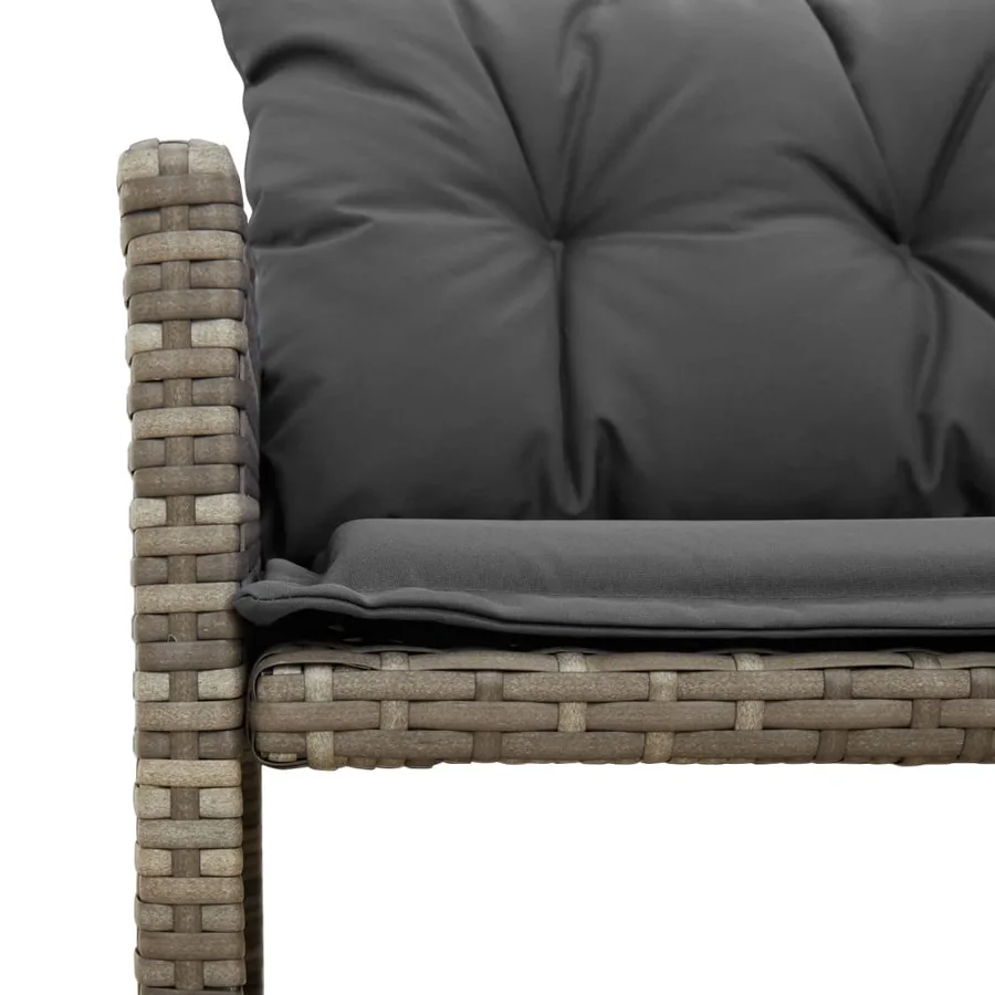 Canapé de jardin avec table et coussins en forme de L gris - 8