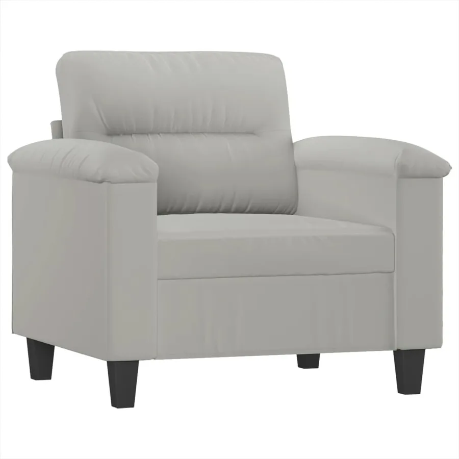 Fauteuil avec repose-pied Gris clair 60 cm Tissu microfibre - 4