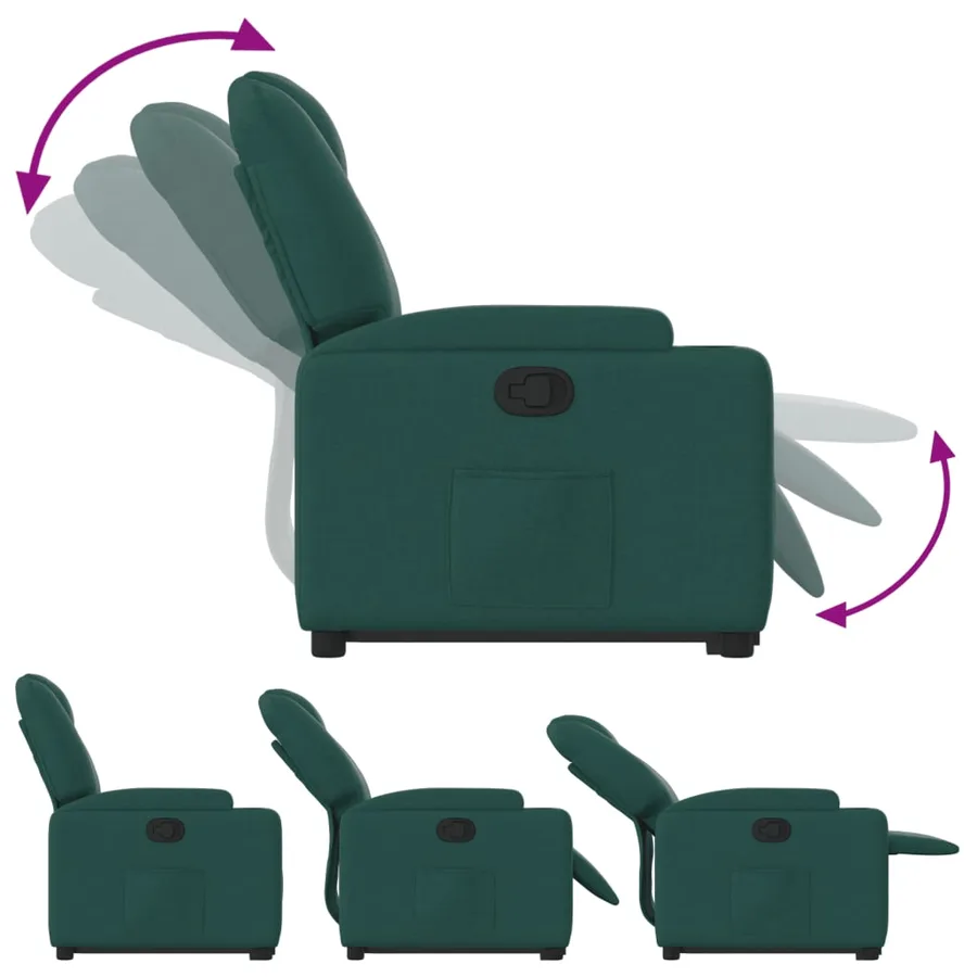 Fauteuil inclinable vert foncé tissu - 7
