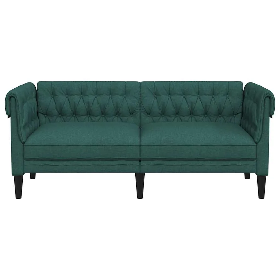 Canapé Chesterfield 2 places vert foncé tissu - 4