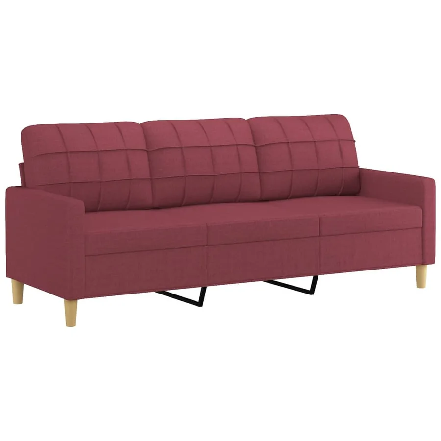 Canapé à 3 places avec repose-pieds Rouge bordeaux 180 cm Tissu - 4