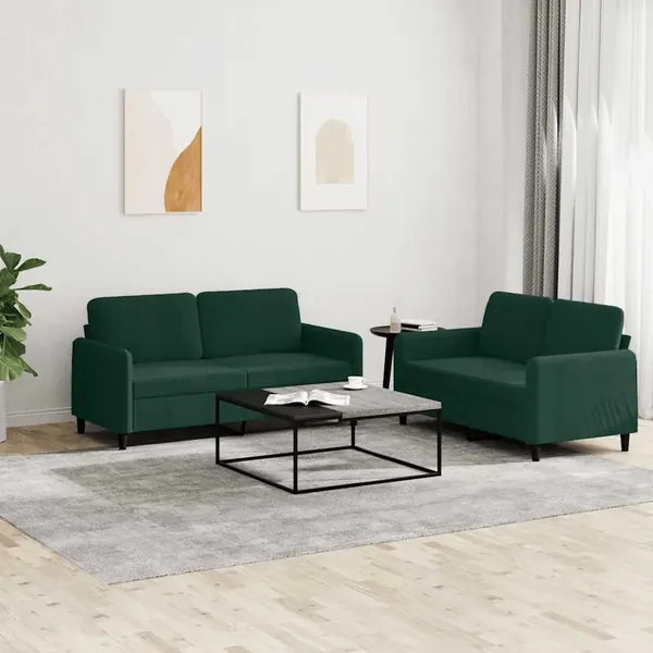 Ensemble de canapés 2 pcs vert foncé velours