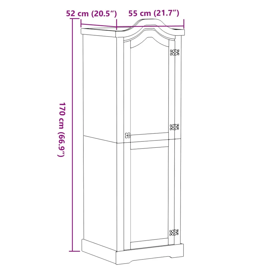 Garde-robe Corona 55x52x170 cm bois de pin massif - 9
