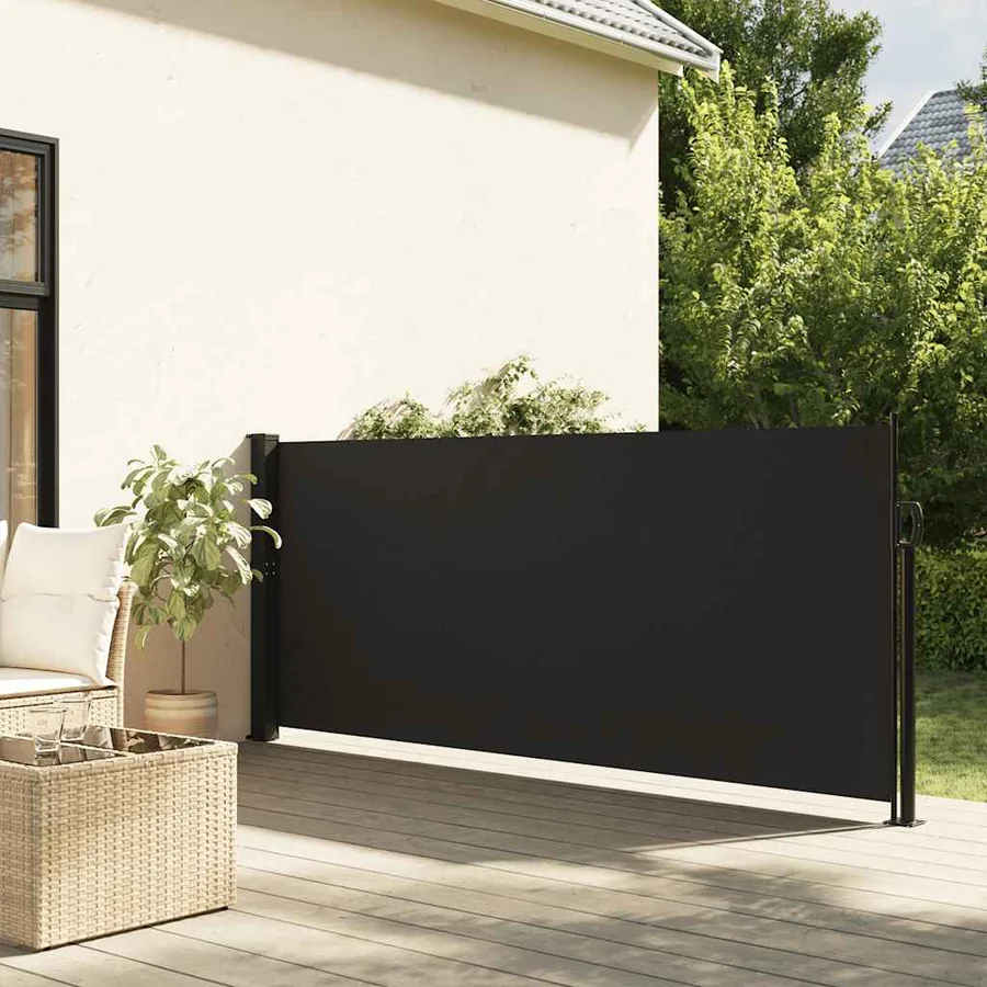 Auvent latéral rétractable noir 140x300 cm