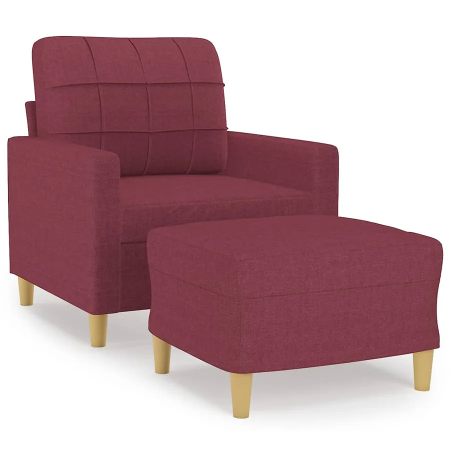 Fauteuil avec repose-pied Rouge bordeaux 60 cm Tissu - 2