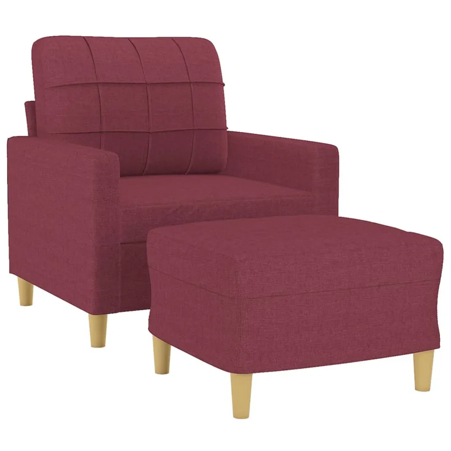 Fauteuil avec repose-pied Rouge bordeaux 60 cm Tissu - 3