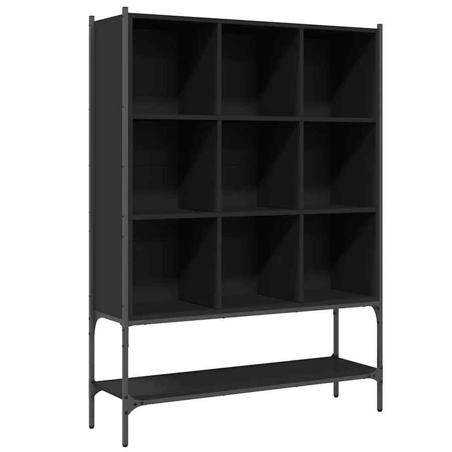 Bibliothèque noir 102x30x141,5 cm bois d'ingénierie - 2