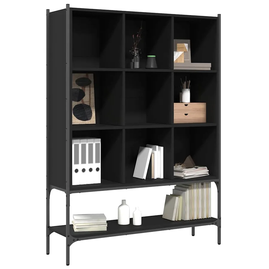Bibliothèque noir 102x30x141,5 cm bois d'ingénierie - 4