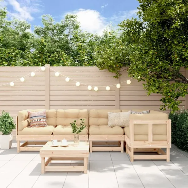 Salon de jardin 6 pcs Bois de pin massif