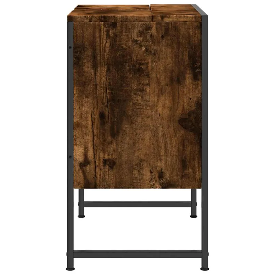 Armoire lavabo de salle de bain chêne fumé 60x33x60 cm - 7