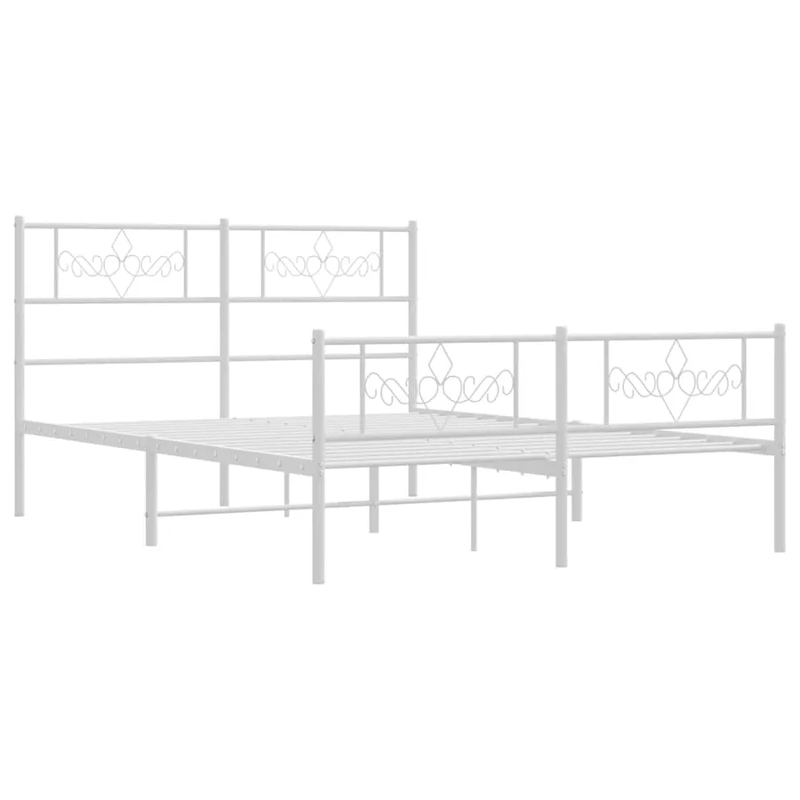 Cadre de lit métal sans matelas et pied de lit blanc 150x200 cm - 3