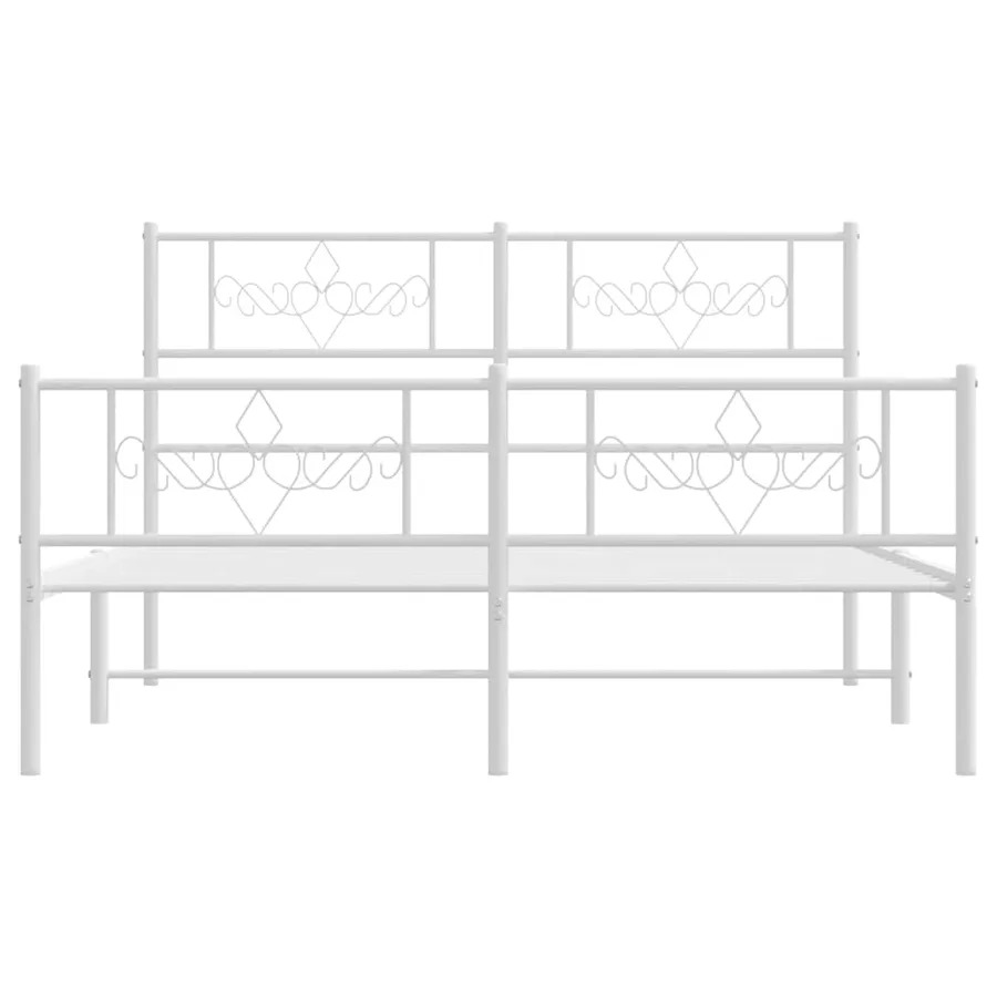 Cadre de lit métal sans matelas et pied de lit blanc 150x200 cm - 6