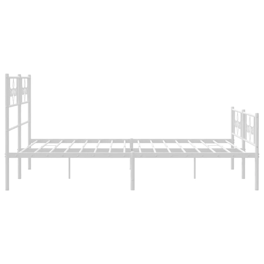 Cadre de lit métal sans matelas et pied de lit blanc 150x200 cm - 7