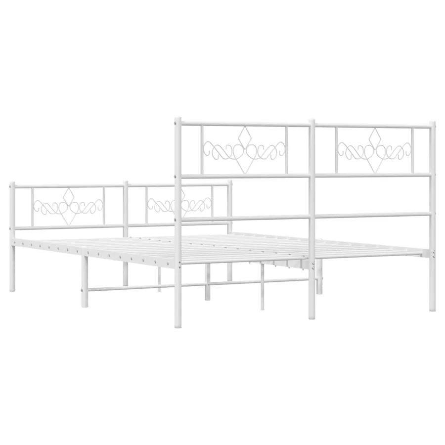 Cadre de lit métal sans matelas et pied de lit blanc 150x200 cm - 8