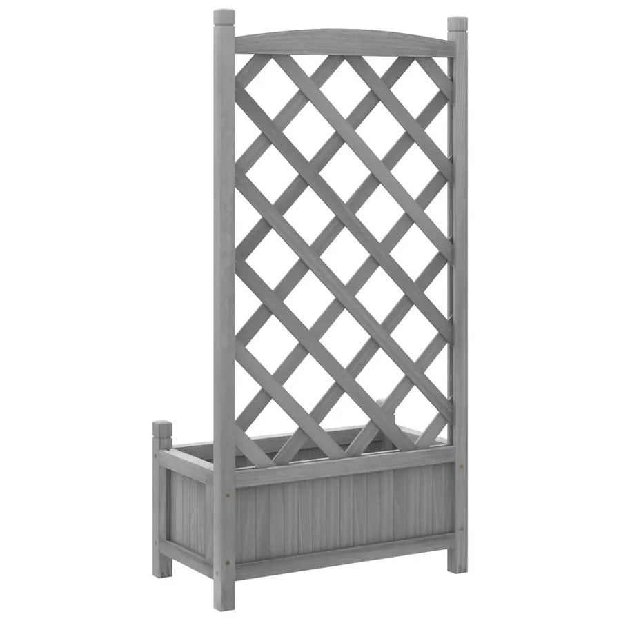 Jardinière avec treillis gris bois massif de sapin - 6