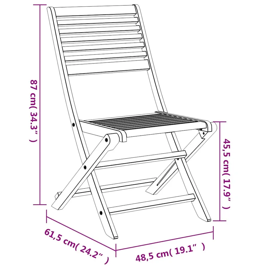 Chaises pliables de jardin lot de 4 bois massif d'acacia - 10