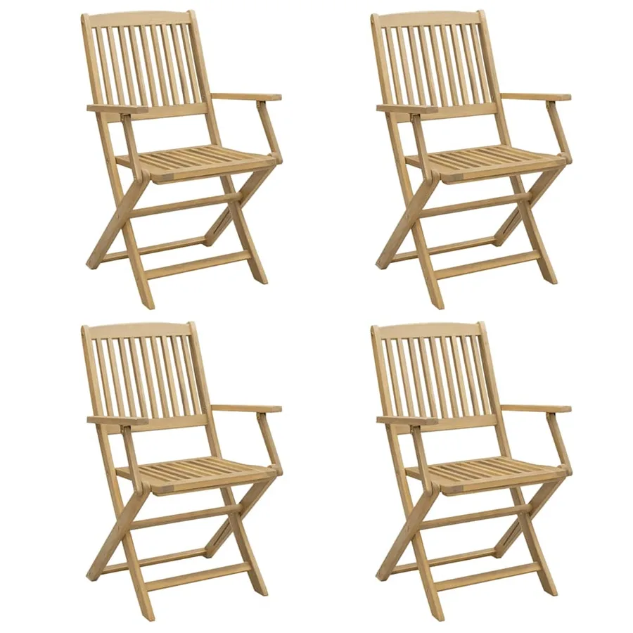 Chaises pliables de jardin lot de 4 bois massif d'acacia - 2