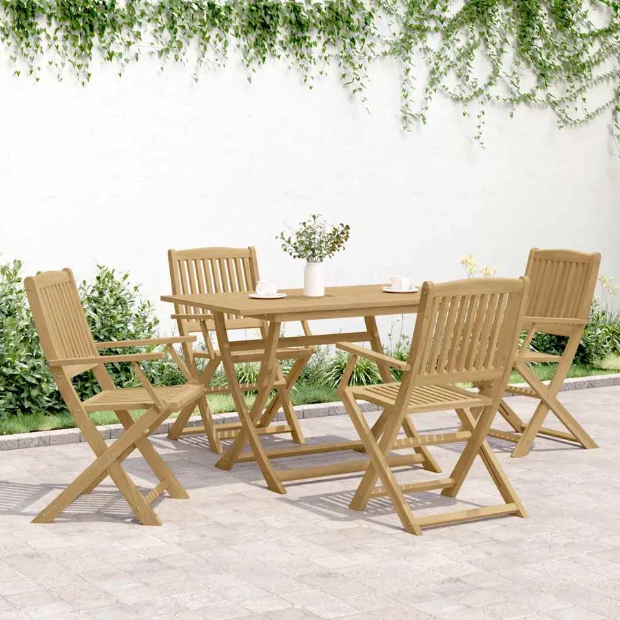 Chaises pliables de jardin lot de 4 bois massif d'acacia - 3