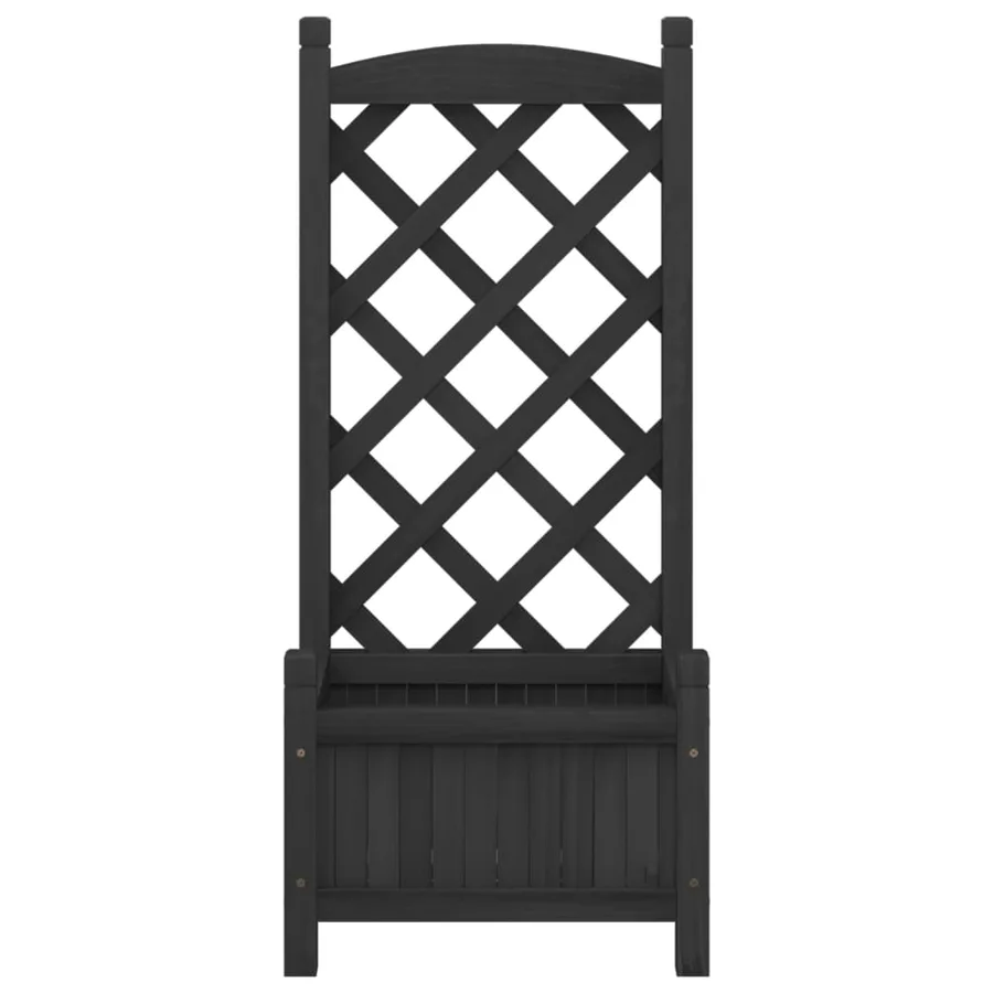 Jardinière avec treillis noir bois massif de sapin - 4