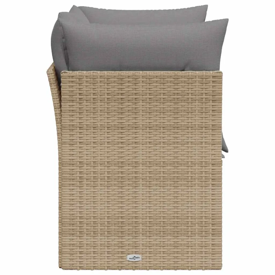 Canapé de jardin avec coussins 2 places beige résine tressée - 5