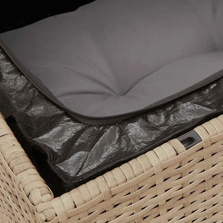 Canapé de jardin avec coussins 2 places beige résine tressée - 9