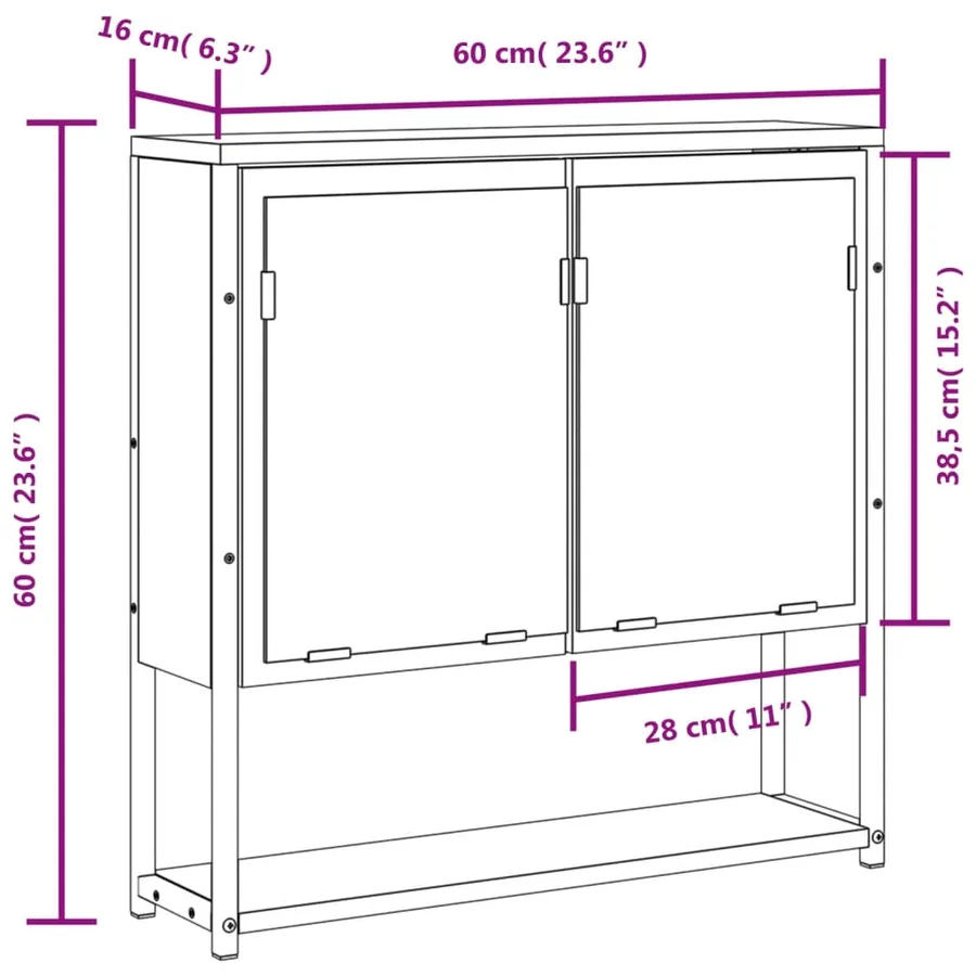 Armoire à miroir de salle de bain sonoma gris bois d’ingénierie - 12