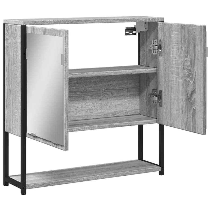 Armoire à miroir de salle de bain sonoma gris bois d’ingénierie - 6
