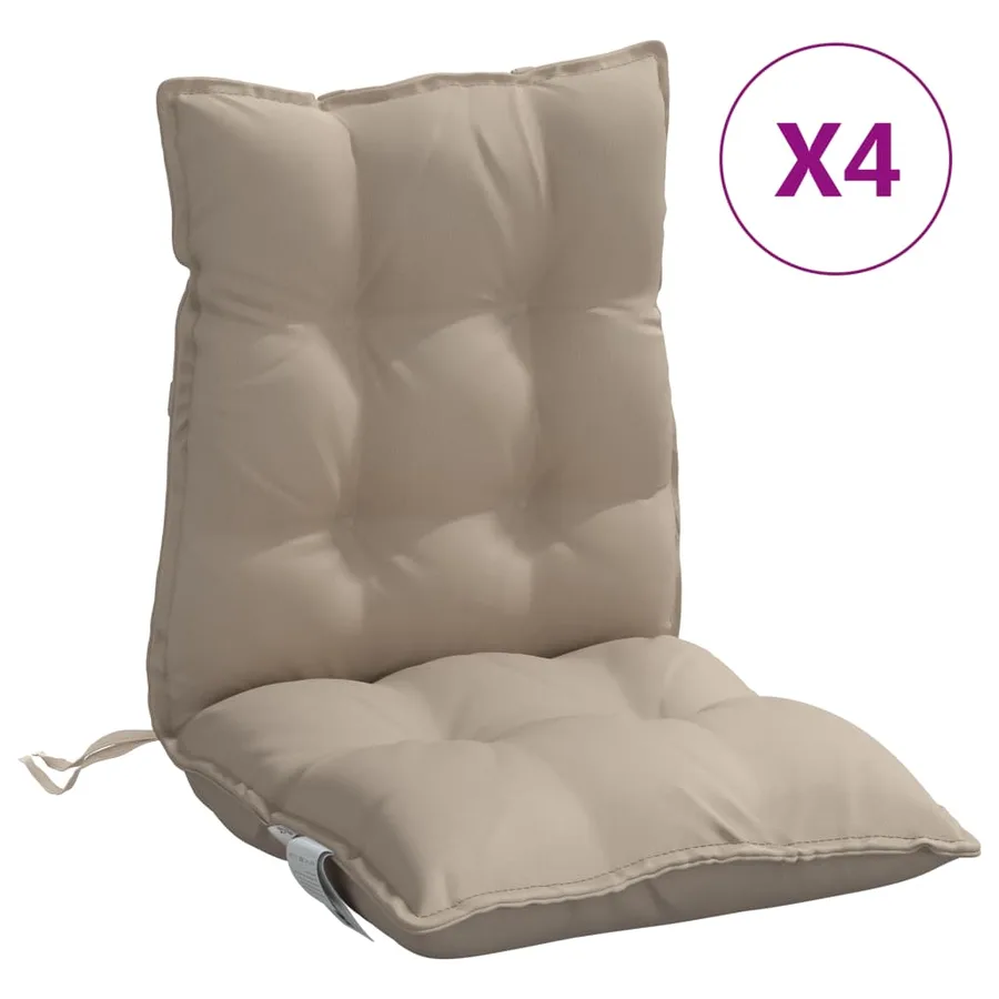 Coussins de chaise à dossier bas lot de 4 taupe tissu oxford - 2