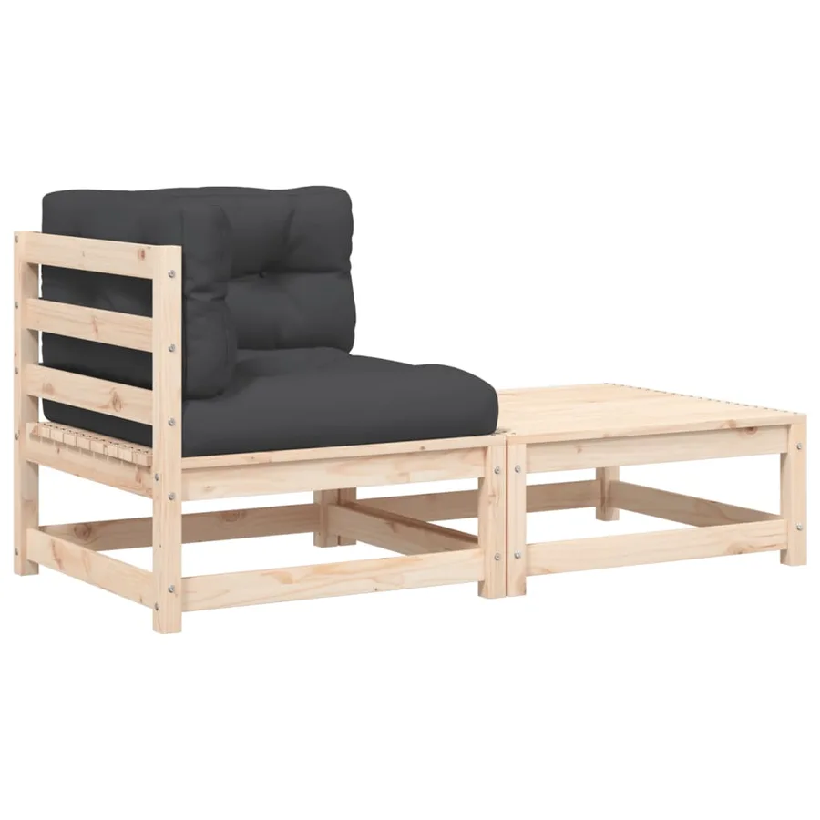 Canapé d'angle de jardin avec coussins et repose-pieds - 2
