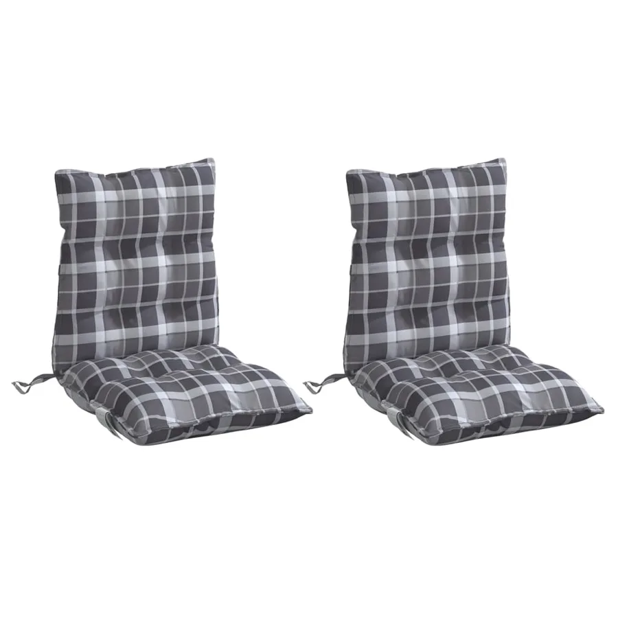 Coussins de chaise à dossier bas lot de 2 motif carreaux gris - 3