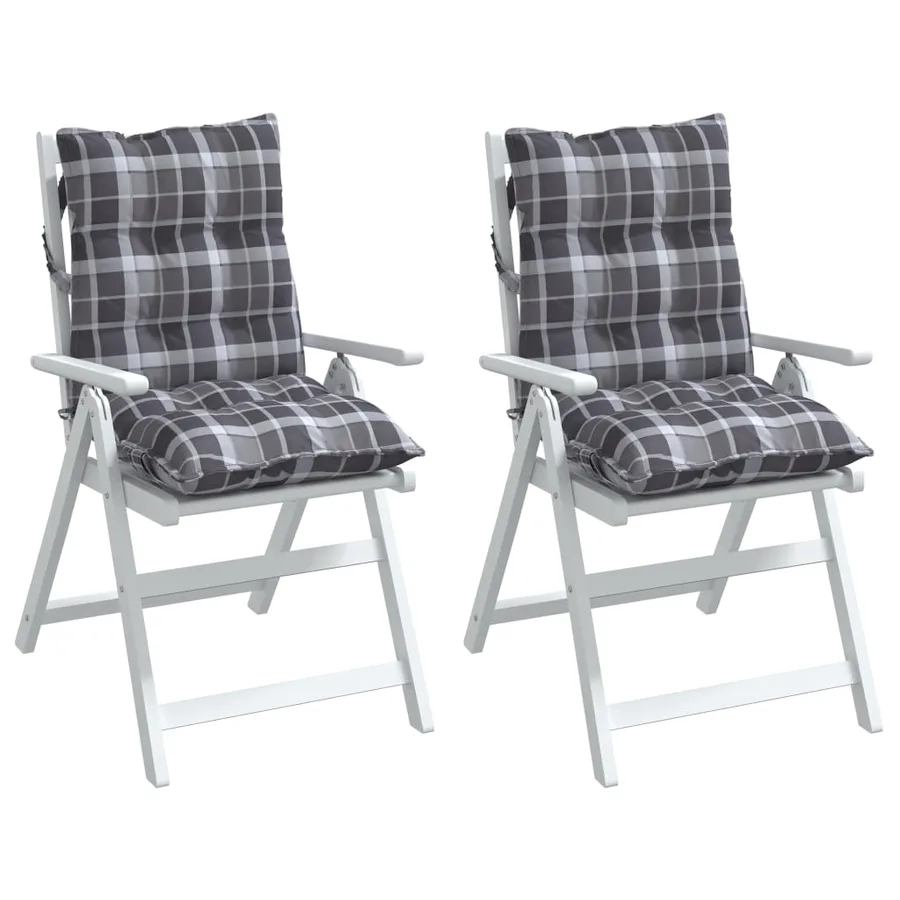 Coussins de chaise à dossier bas lot de 2 motif carreaux gris - 4