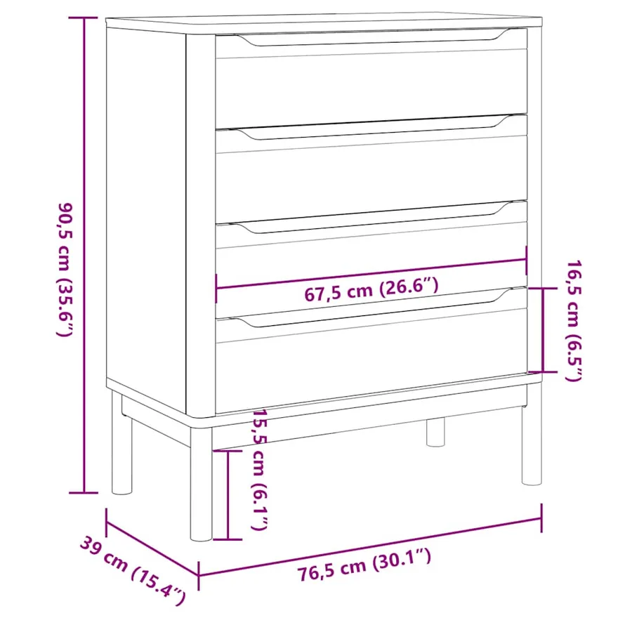 Commode FLORO blanc bois de pin massif - 10